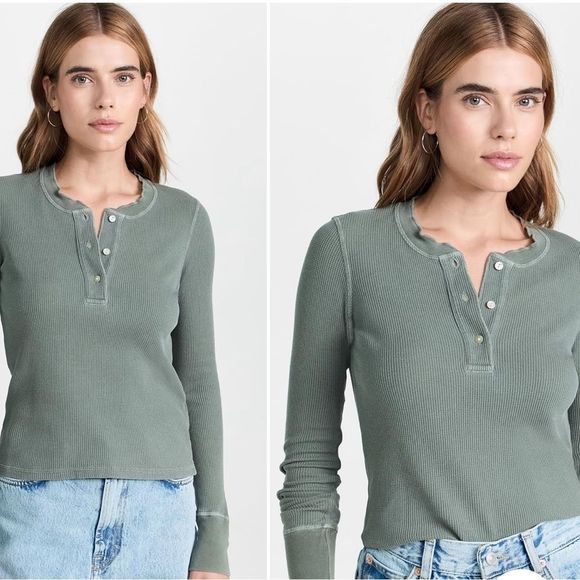 AMO thermal Henley tee, blue, Medium - Picture 2 of 8